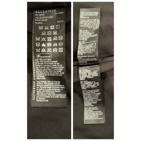 ALLSAINTS Dalby Slim Fit Leather Biker Jacket Size US/4 - Picture 11 of 12